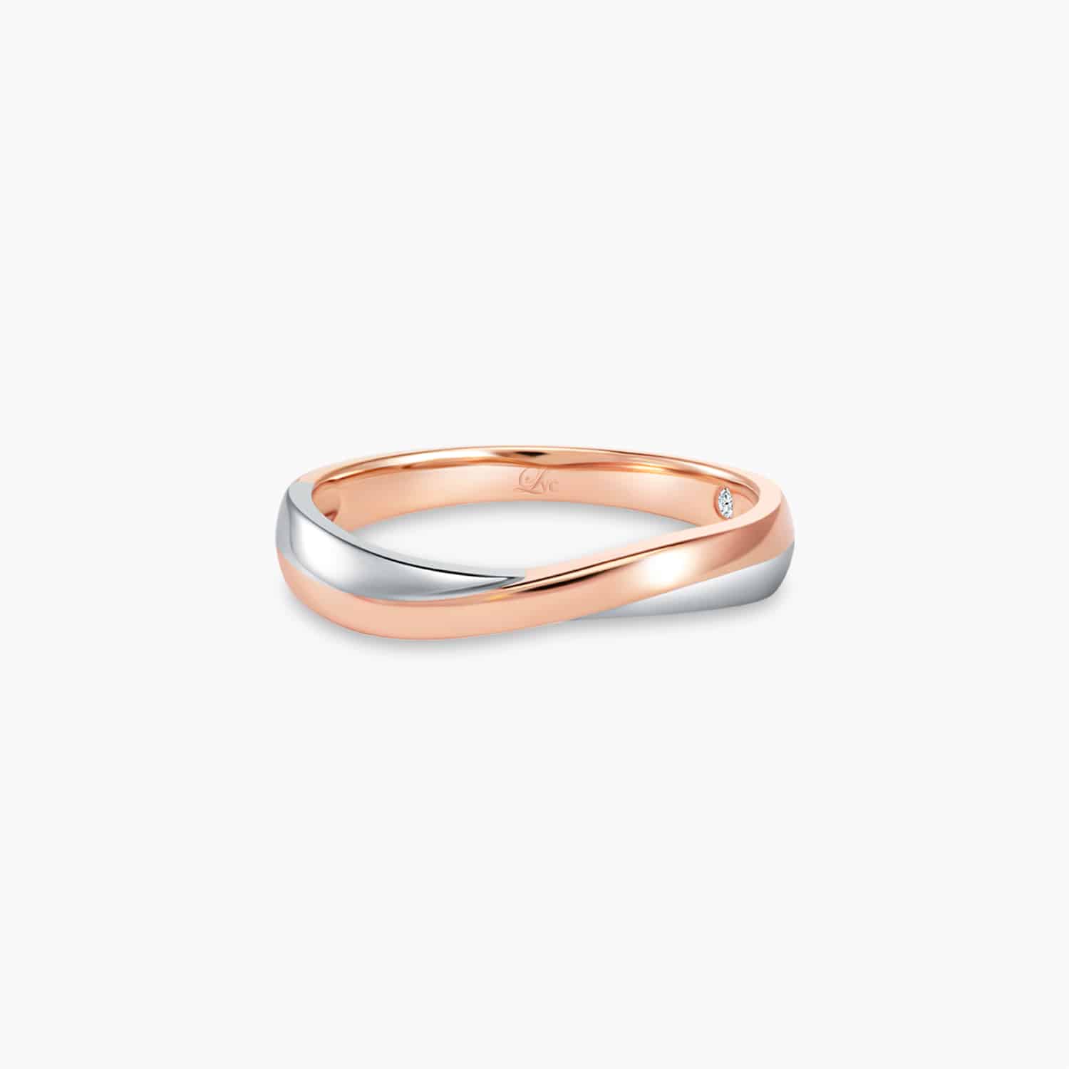 LVC PERFECTION BLISS WEDDING BAND IN WHITE AND ROSE GOLD a wedding band for men in white and rose gold with 1 diamond 钻石 戒指 cincin diamond