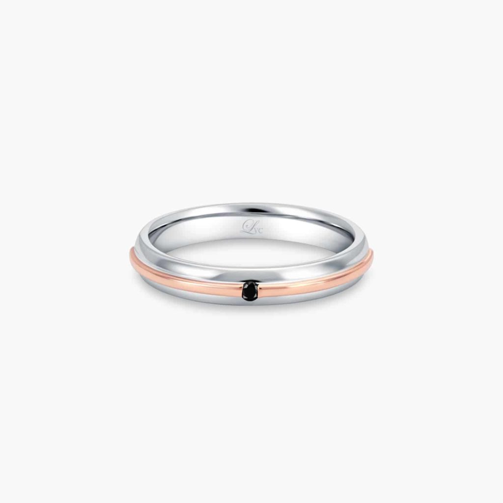 LVC ETERNO WEDDING BAND IN ROSE GOLD WITH STUNNING WHITE AND BLACK DIAMONDS a wedding band for men in white and rose gold with 1 black diamond 钻石 戒指 cincin diamond