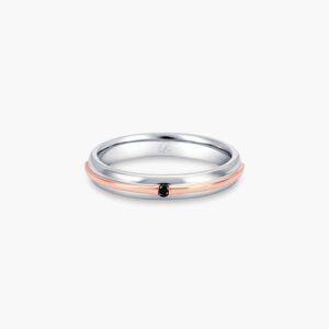 LVC Eterno Men's Wedding Band in White and Rose Gold with Center Black Diamond
