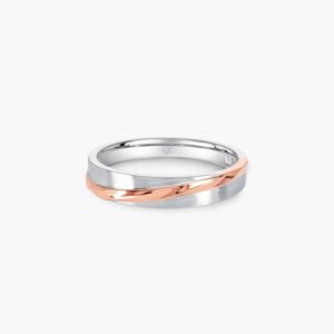 LVC Desirio Allure Wedding Band for men in White and Rose Gold with a Glossy Finish