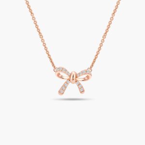 LVC Noeud Ribbon Diamond Necklace in 18k Rose Gold