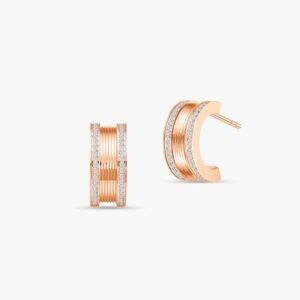 LVC Promise Half Hoop Diamond Earrings in 18k Rose Gold