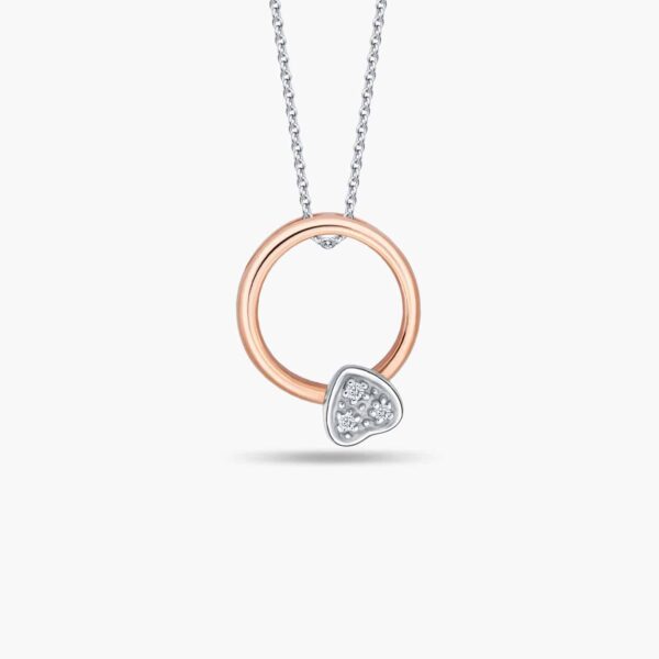 LVC Charmes Hold My Heart Mini Ring Diamond Pendant made in 10K White Gold / Rose Gold & 3 Diamonds. Comes in 10K White Gold chain