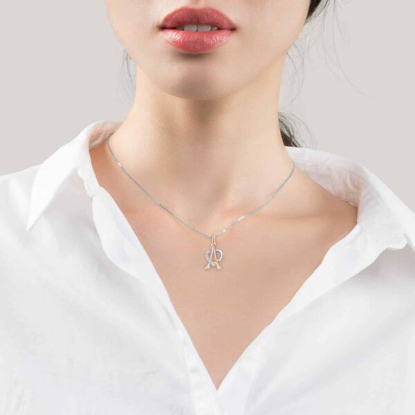 LVC Charmes Paris in My Heart Eiffel Diamond Pendant made with 14K White Gold & Rose Gold