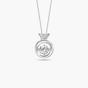 LVC Charmes Dazzling Mini Ring Diamond Pendant made in 14K White Gold & 4 Diamonds 0.04 carat. Comes with 10K White Gold chain