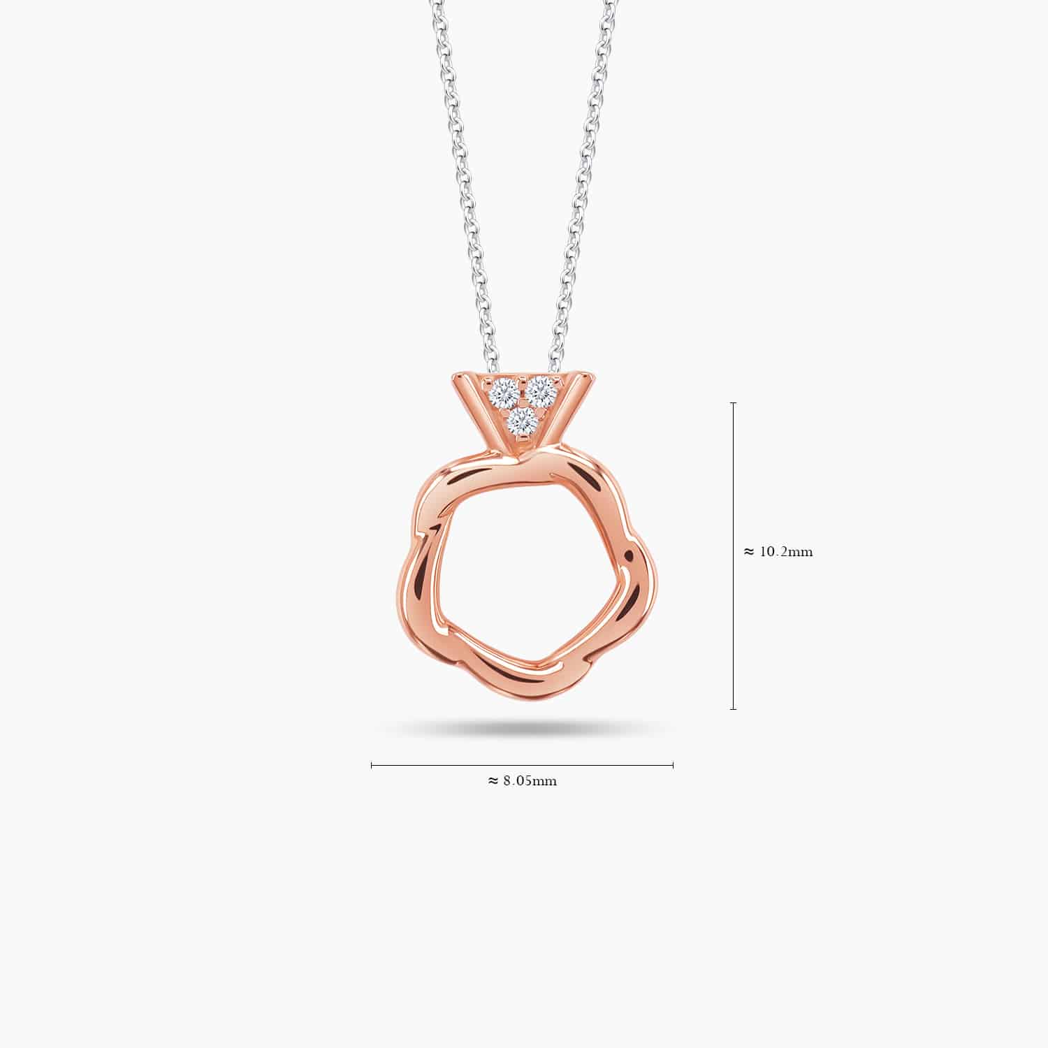 LVC Charmes Rose Mini Ring 18k rose gold Diamond Pendant with 3 diamonds. Comes with a 10K White Gold chain