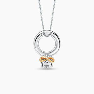 LVC Charmes Destiny Mini Ring Diamond Pendant in 14K White Gold & Rose Gold. Pair with 10K White Gold chain necklace