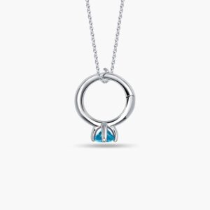 LVC Charmes Mini Ring Precious Stones Pendant with Blue Topaz in 18K White Gold