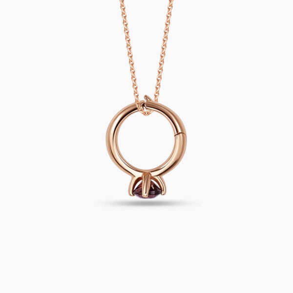 LVC Charmes Mini Ring Precious Stones Pendant with Red Garnet in 18K Rose Gold