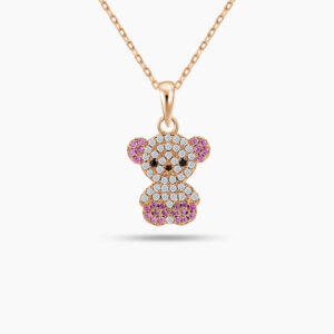 LVC Teddy Bear My Teddy silver necklace made with 925 Sterling Silver Plated in Rose Gold