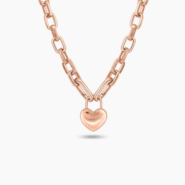 LVC Carla Modern Heart Chain Necklace made of 925 Sterling Silver Jewellery Plated in Rose Gold