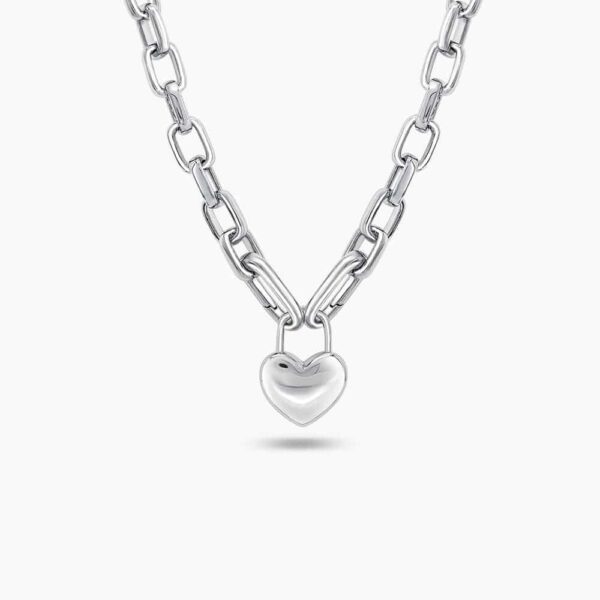 LVC Carla Modern Heart Chain Necklace in 925 Sterling Silver Jewellery