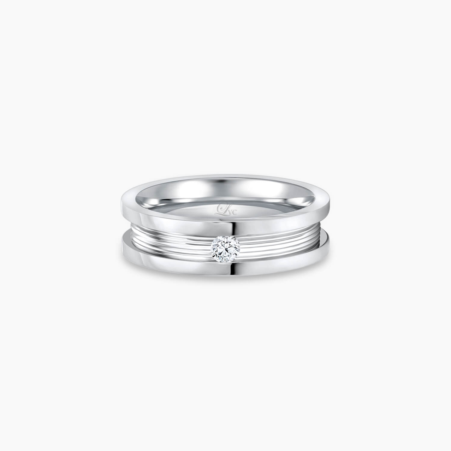 idea hadiah hantaran kahwin untuk wanita cincin berlian LvcPromise One Wedding Band in White Gold with Center Diamond Solitaire