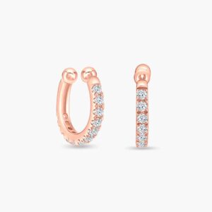 LVC Diamond Cosmo Hoop Ear Cuff 925 Silver Plated in Rose Gold