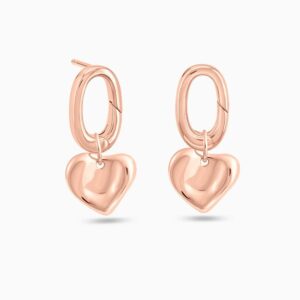 LVC Carla Structured Vintage Heart Earring 925 Silver Plated in Rose Gold