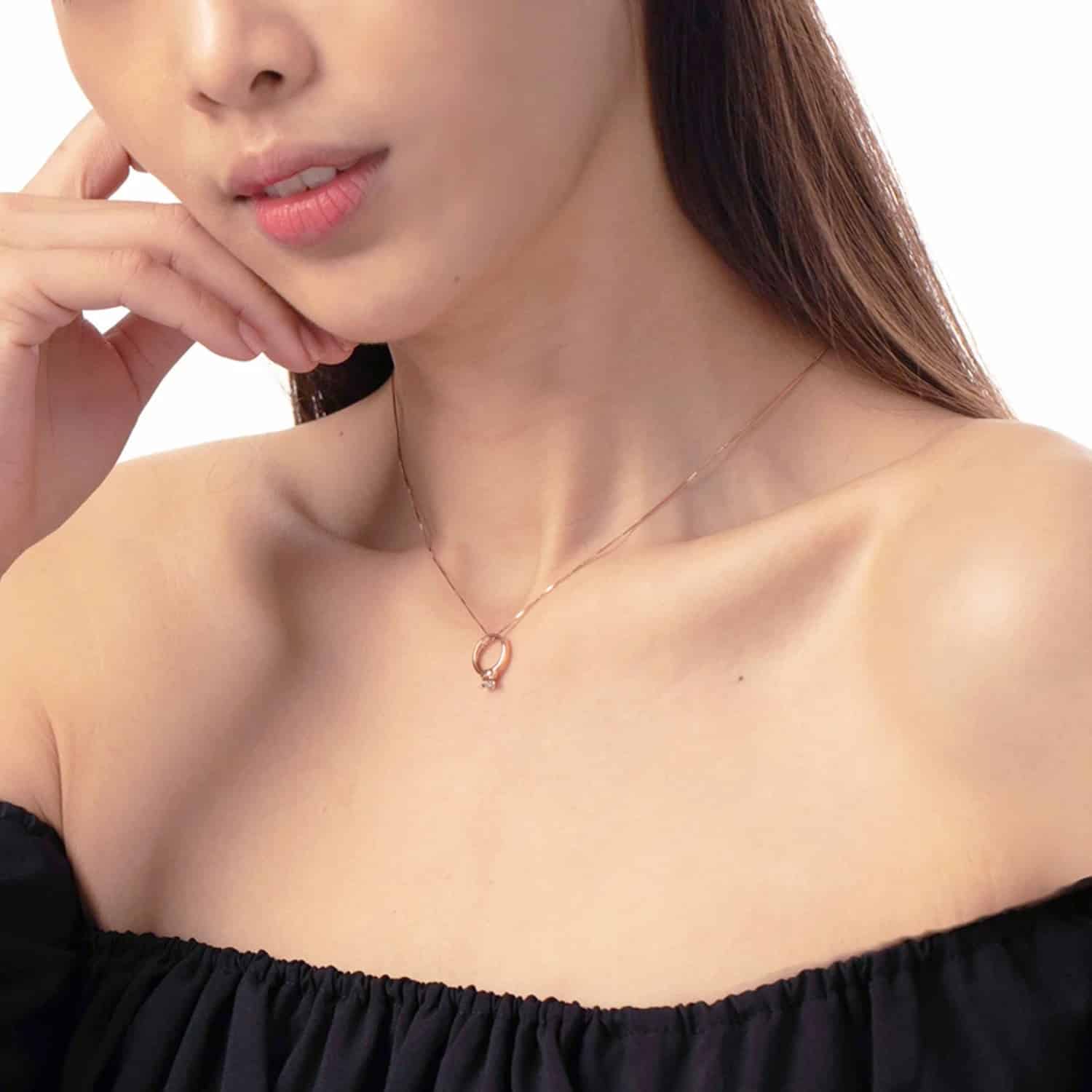 LVC Charmes Elegance Mini Ring Diamond Pendant In 14k Rose Gold