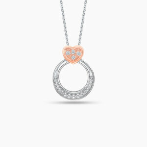 LVC Charmes Cygne Mini Ring Necklace with diamonds made with 18K White Gold / Rose Gold