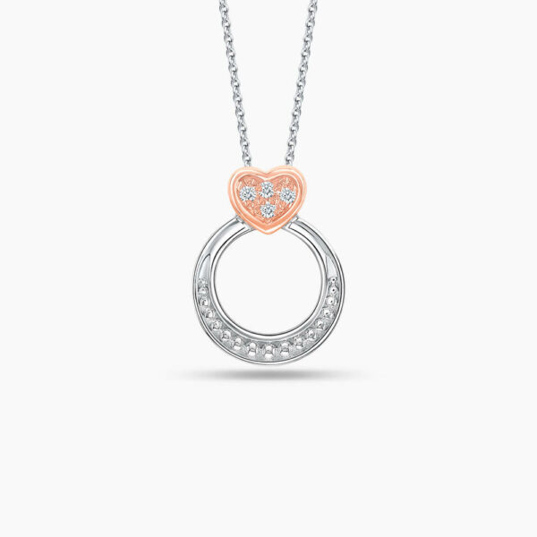 LVC Charmes Cygne Mini Ring Necklace with diamonds made with 18K White Gold / Rose Gold