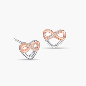 LVC Destiny Forever Love Infinity Heart Diamond Earrings in 18k white gold & rose gold