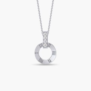 LVC Joie Millennium Diamond Pendant in 18k White Gold. Pair with 10K White Gold necklace chain