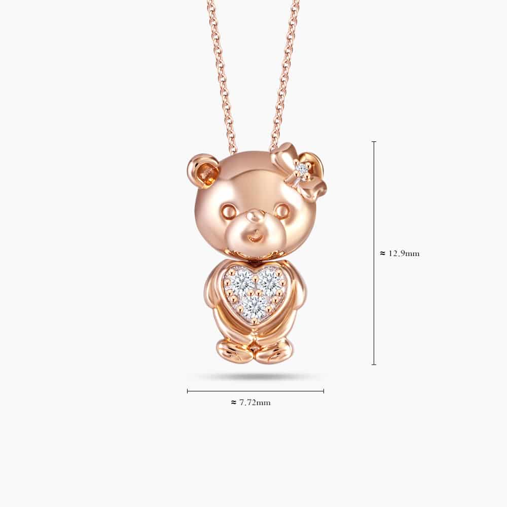 LVC Teddy Bear My Fuzzy Girl Diamond Pendant in Rose Gold