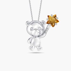 LVC Teddy Bear My Fuzzy Star Pendant in Citrine gemstone & 10k White Gold