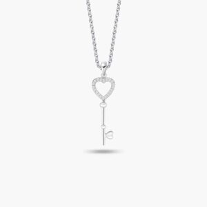 LVC Cheri Heart Key 10k white gold Diamond Pendant