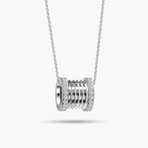 LVC Promise Signature Large Diamond Pendant made in 18K White Gold & 44 paved Diamonds. Comes with a 10K White Gold Chain.