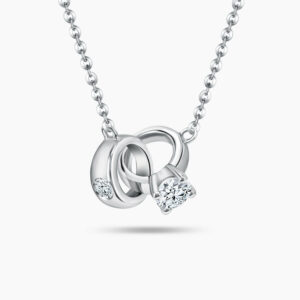 LVC Interlocking Love Mini Ring Diamond Necklace in 18K White Gold