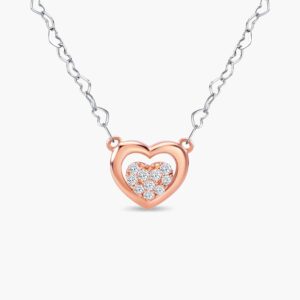 LVC Charmes Petit Heart Diamond Necklace in 18K White and Rose Gold & 10 diamonds