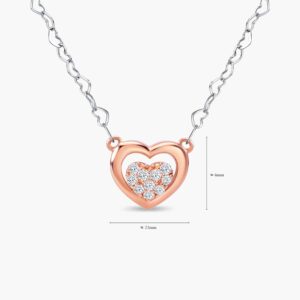 LVC Charmes Petit Heart Diamond Necklace in 18K White and Rose Gold & 10 diamonds