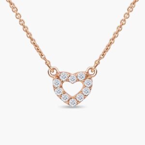 LVC Charmes Petit Heart Diamond Necklace in 18k Rose Gold with 10 diamonds