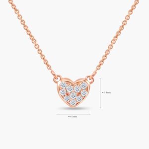 LVC Charmes Petit Heart Full 18k Rose Gold Diamond Necklace with 10 Diamonds