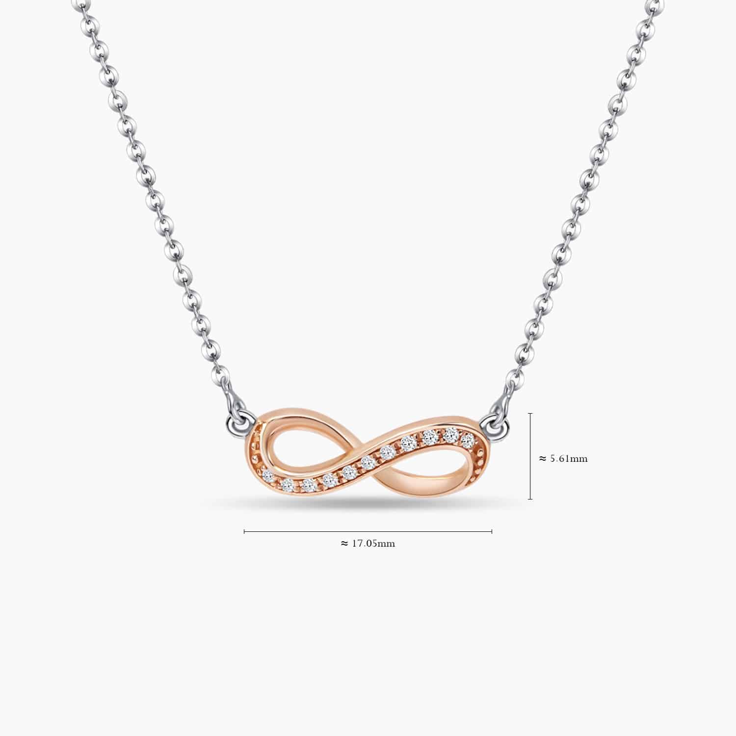 LVC Destiny Infinity Diamond Necklace in 18K White Gold/Rose Gold & 11 Diamonds.