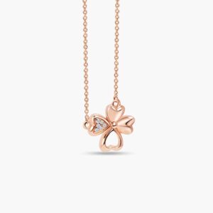 LVC Charmes Clover Diamond Necklace in 18k Rose Gold