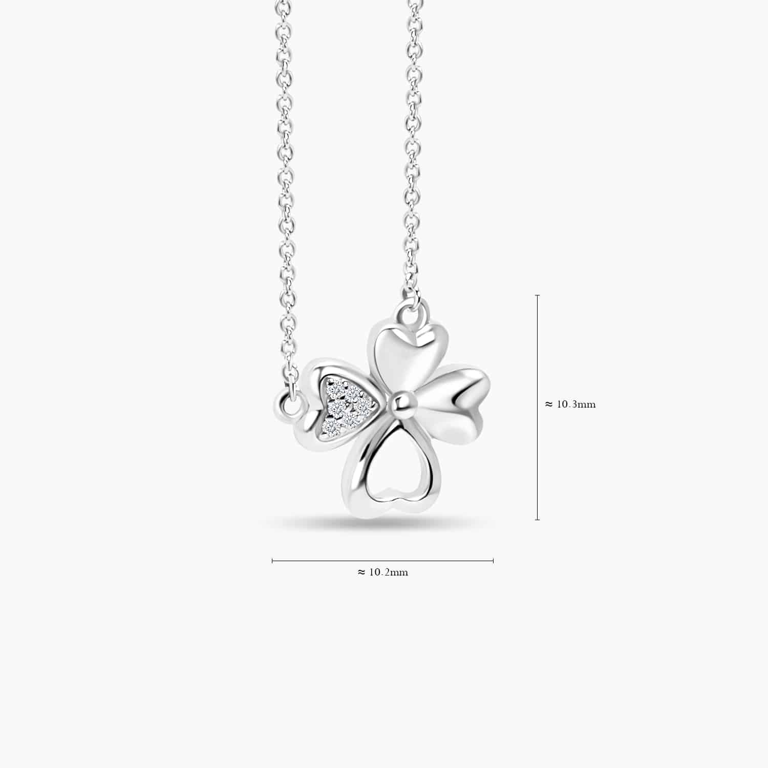 LVC Charmes Clover Diamond Necklace in 18k White Gold & 6 diamonds