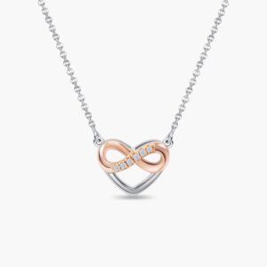 LVC Destiny Forever Love Diamond Necklace in 18k White and Rose Gold & 6 Diamonds
