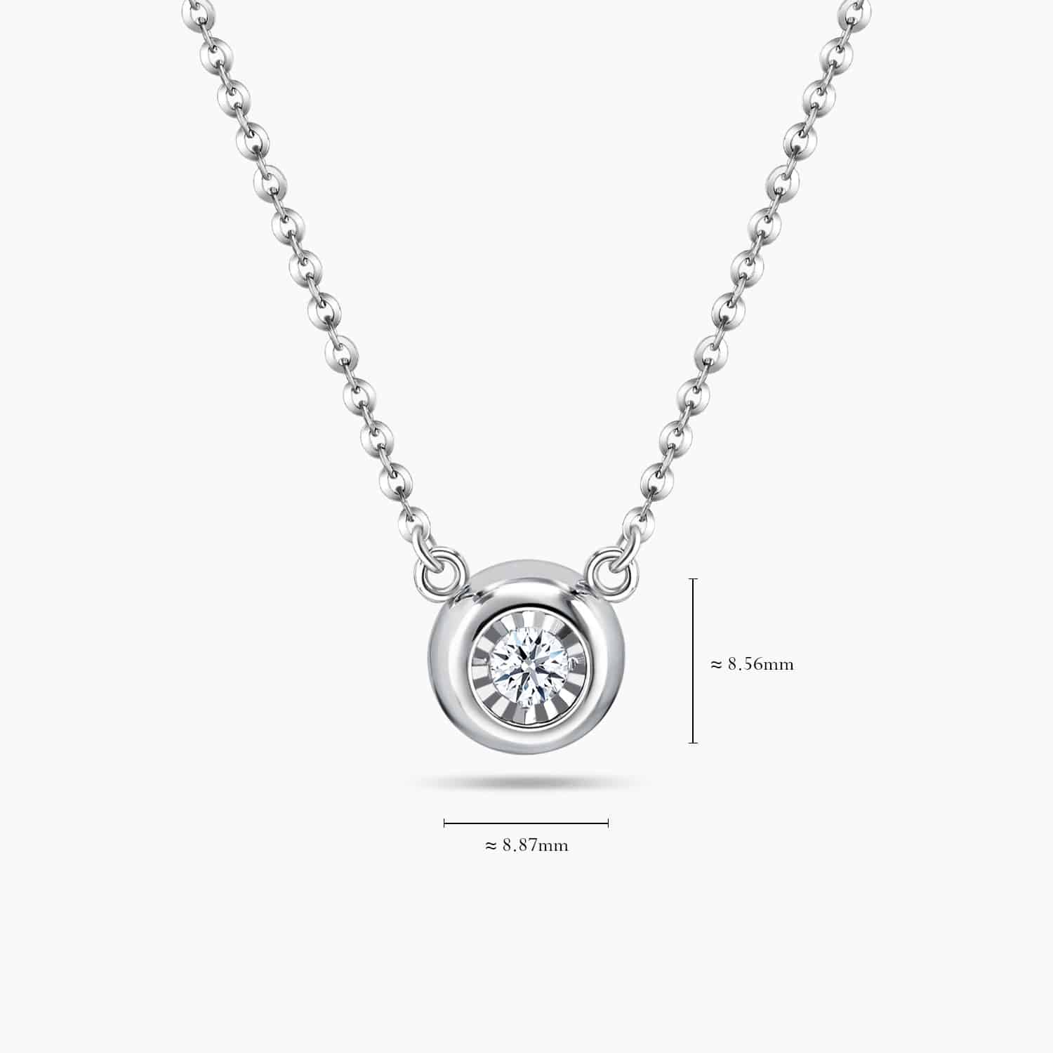 LVC Charmes Circlet Necklace a single round solitaire diamond encrusted in a circlet of 18k white gold