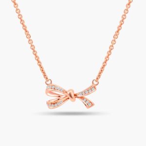LVC Noeud Elegant Diamond Necklace in 18k Rose Gold with 20 encrusted diamonds