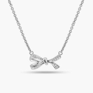 LVC Noeud Elegant Diamond Necklace in 18k White Gold & 20 paved diamonds