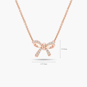LVC Noeud Ribbon Diamond Necklace in 18k Rose Gold and 24 Diamonds