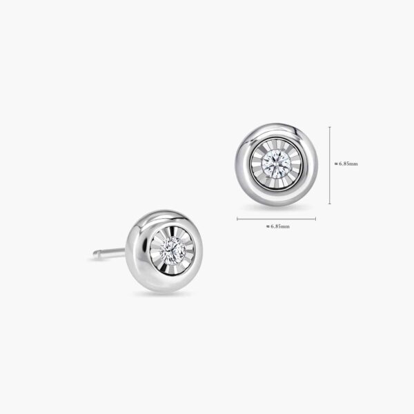 LVC Charmes Circlet Solitaire Stud Diamond Earrings in 18K White Gold
