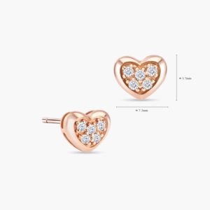 LVC Charmes Heart Diamond Cluster Stud Earrings in 18k Rose Gold with 10 diamonds