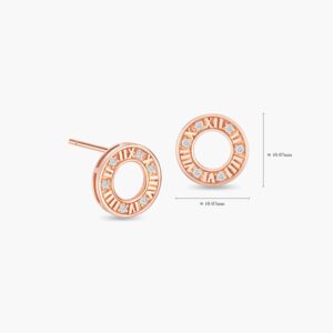 LVC Joie Centuries Open Circle Stud Diamond Earrings in 18k Rose Gold with 12 Diamonds