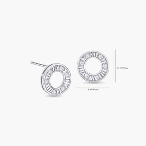 LVC Joie Centuries Open Circle Stud Diamond Earrings in 18k White Gold & 12 Diamonds