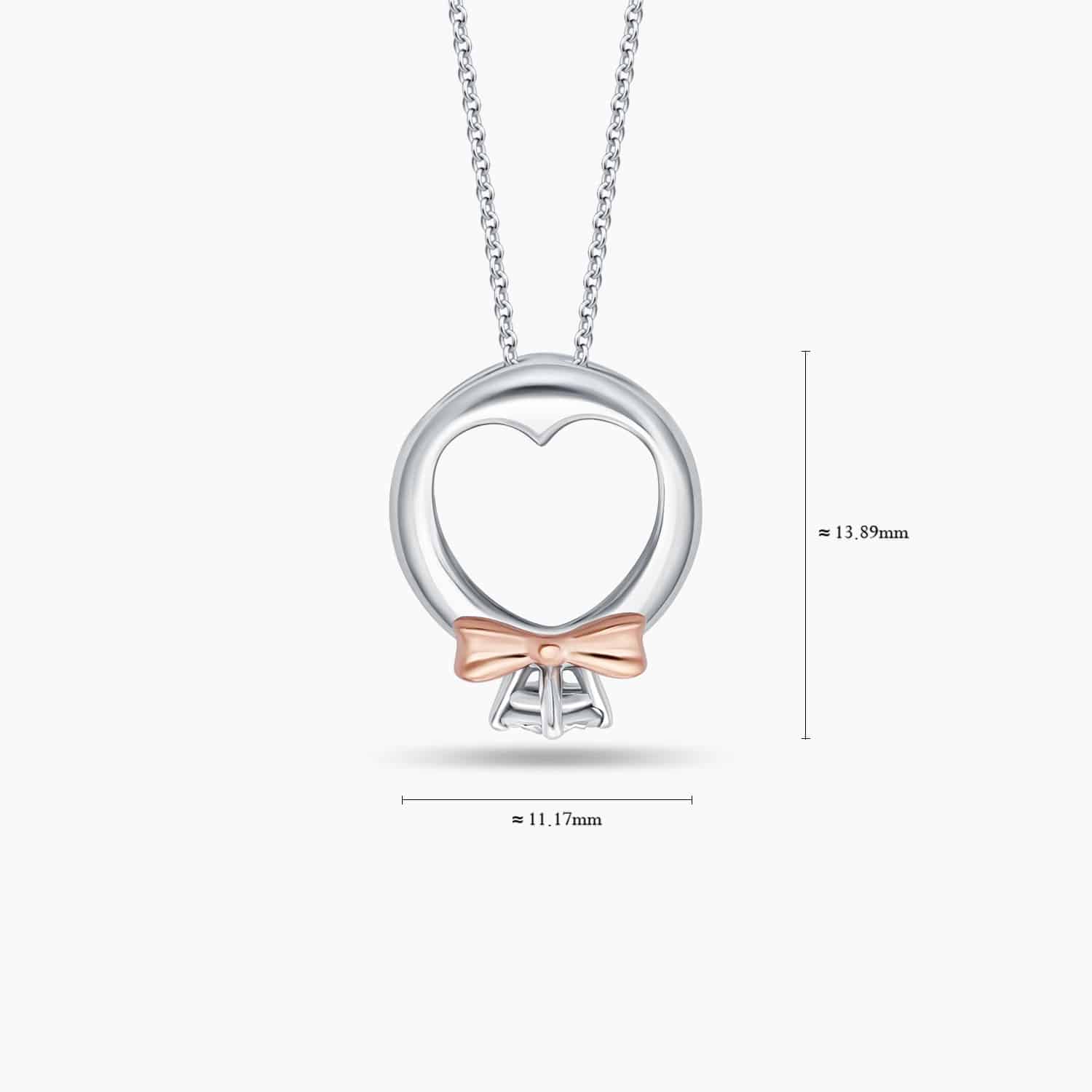 LVC Charmes Bow Mini Ring Diamond Pendant made in 14K White Gold/Rose Gold & 1 Diamond 0.03 carat. Comes with 10K White Gold chain