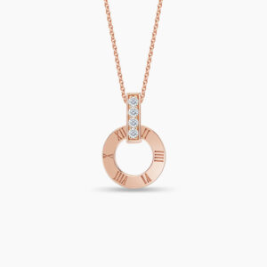 LVC Joie Millennium Diamond Pendant in 18k Rose Gold & 4 Diamonds. Comes with a 10K Rose Gold necklace chain