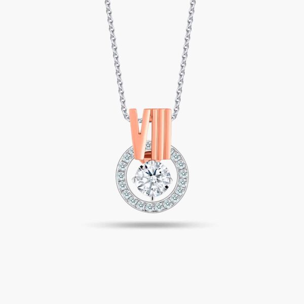 LVC Joie Diamond Pendant "VIII" in 18k white gold & rose gold. Pair with 10K White Gold necklace chain. 8th year anniversary gift