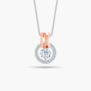 LVC Joie Diamond Pendant "IX" in 18k white gold & rose gold. Pair with 10K White Gold necklace chain. 9th year anniversary gift