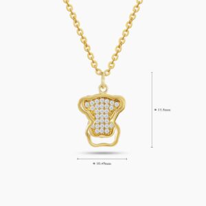LVC Teddy Bear Sparkling 925 Sterling Silver Plated in Yellow Gold Necklace